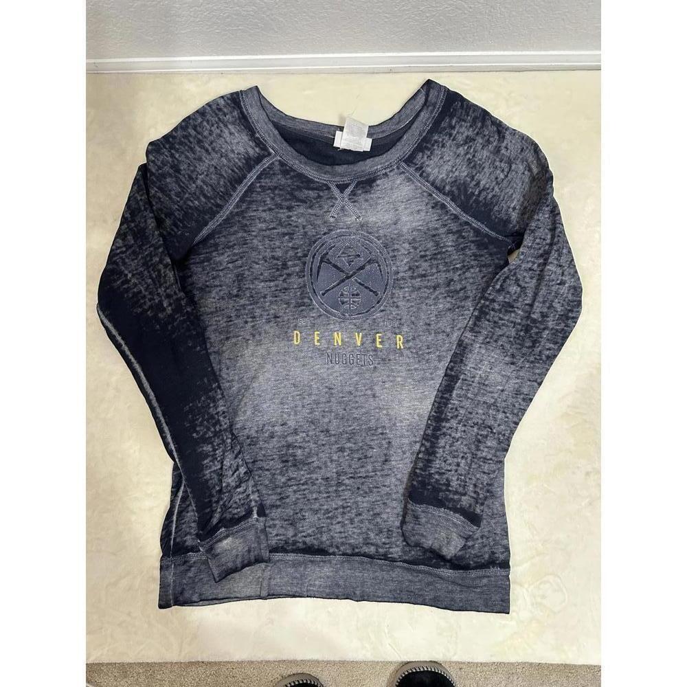 Women’s S Denver Nuggets NBA Burnout Wash Crewneck Sweatshirt Streetwear Comfy